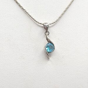 18k GF Silver Necklace with Blue Gemstone